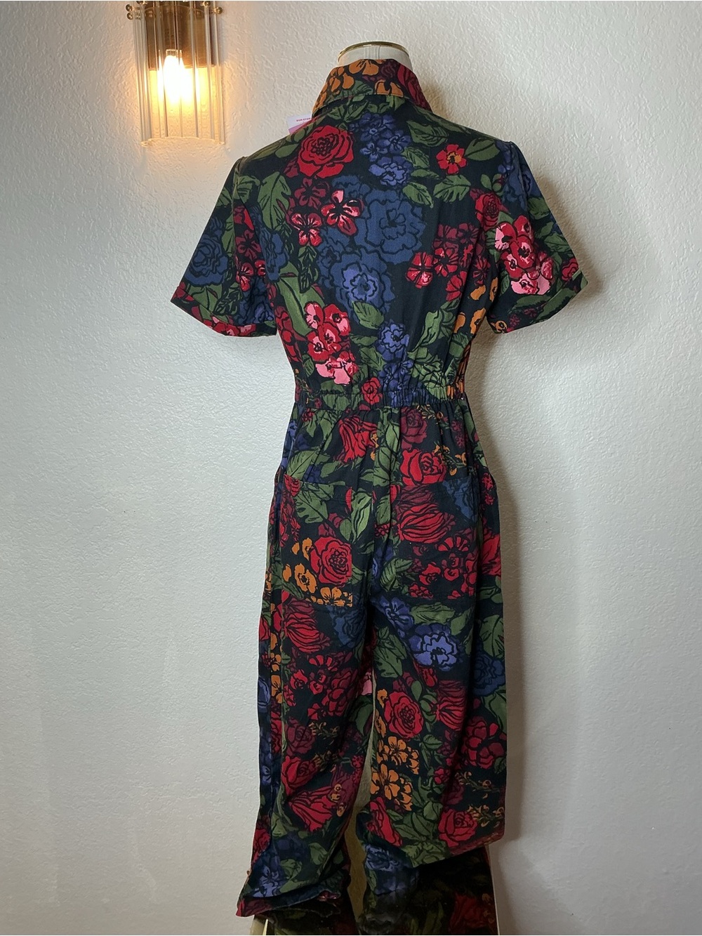 Lucy & Yak Floral Zip-Front Jumpsuit in Black, Red, Green, Blue - Picture 7 of 12